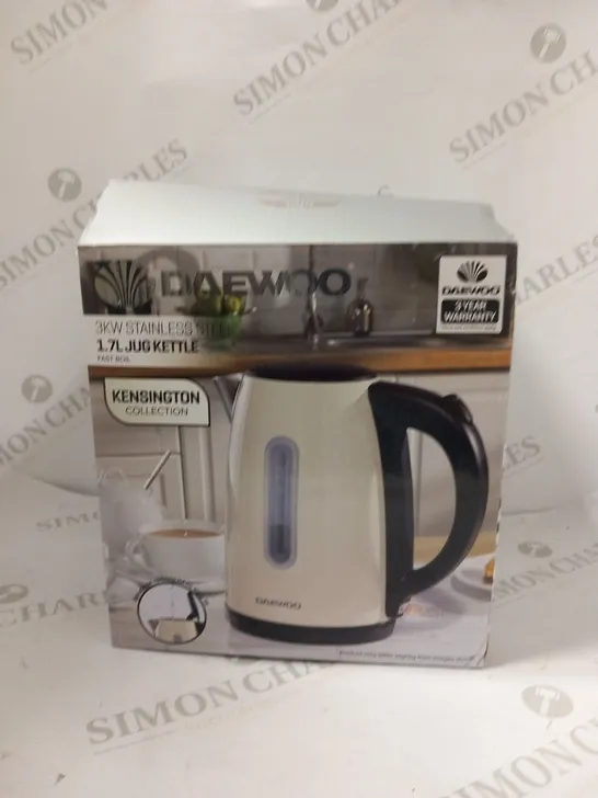 BOXED DAEWOO 3KW STAINLESS STEEL 1.7L JUG KETTLE KENSINGTON COLLECTION