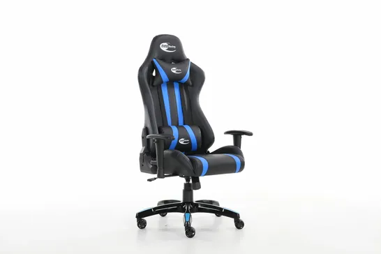 BOXED NEO FAUX LEATHER GAMING CHAIR - BLACK/BLUE (1 BOX)