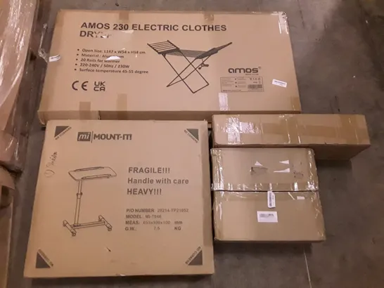 PALLET OF ASSORTED PRODUCTS INCLUDING ELECTRIC CLOTHES DRYER, PC TROLLEY, AIRER CLOTHES DRYER, 20" CHRISTMAS WREATH 