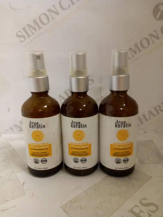 LOT OF 3 X 100ML TRUE KERATIN SUMMERTIME UV SUN SHIELD HAIR PROTECTION MIST