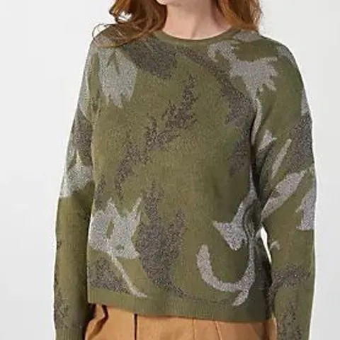 WYNNE COLLECTION FLORAL JACQUARD SWEATER FERN COMBO MEDIUM