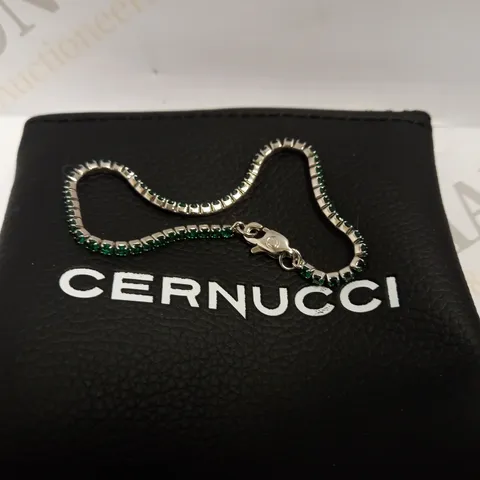 CERNUCCI SILVER EFFECT BRACELET WITH EMERALD COLOUR STONES