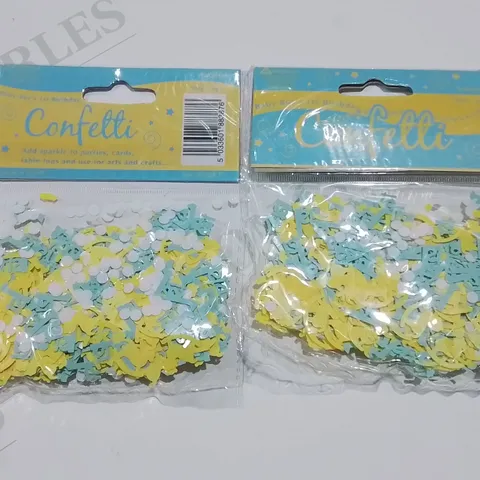 LOT OF 144 BRAND NEW 14G PACKS OF BABY BOY'S FIRST BIRTHDAY CONFETTI - 12 PACKS CONTAINING 12 PIECES