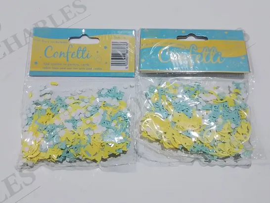 LOT OF 144 BRAND NEW 14G PACKS OF BABY BOY'S FIRST BIRTHDAY CONFETTI - 12 PACKS CONTAINING 12 PIECES