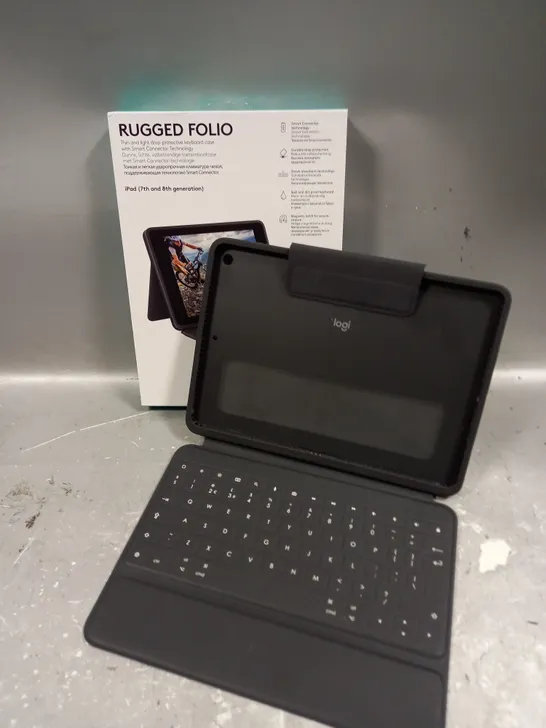 BOXED LOGITECH RUGGED FOLIO IPAD PROTECTIVE KEYBOARD CASE FOR IPAD 7/8TH GEN 