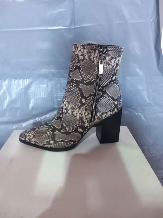 BOXED FAITH BIGGIE GREY SYNTHETIC ANKLE BOOTS SIZE 6