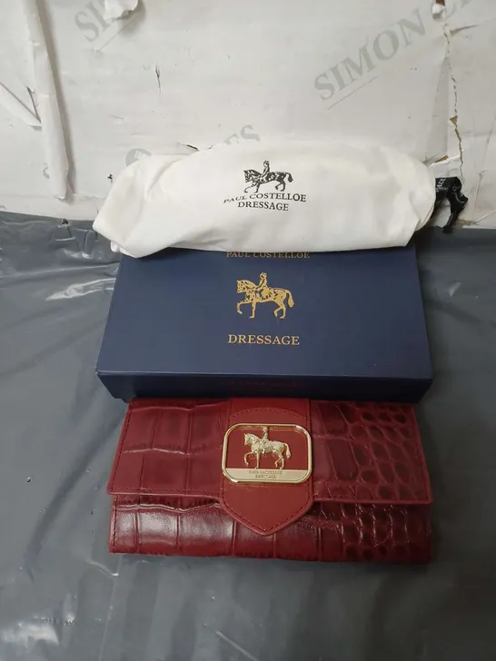 BOXED PAUL COSTELLOE DRESSAGE GENUINE LEATHER PURSE RED