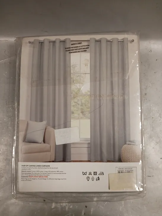 SEALED SASA CRAZE PAIR OF CANVAS LINED CURTAINS - 168/137CM 