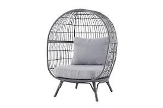 BOXED GOODHOME APOLIMA STEEL GREY RATTAN EFFECT EGG CHAIR (1 BOX)