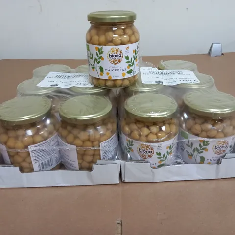 LOT OF 12 JARS OF BIONA ORGANIC CHICKPEAS IN WATER 350G