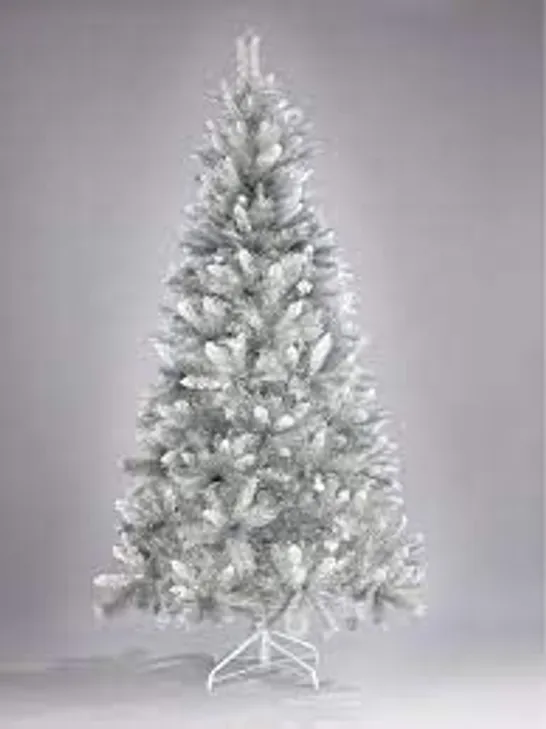 7FT SILVER GREY SPARKLE CHRISTMAS TREE WITH FROSTED TIPS - COLLECTION ONLY RRP £149.99