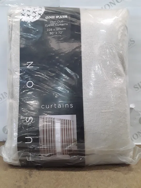 BRAND NEW FUSION ONE PAIR DIM OUT EYELET CURTAINS STRATA - 228CM - 183CM 