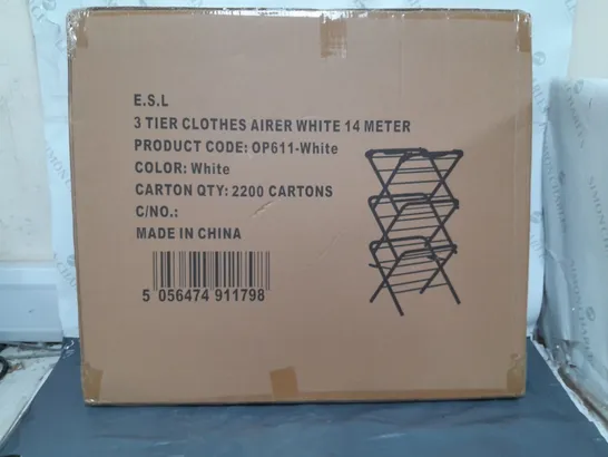 OPTIMAL PRODUCTS 3 TIER CLOTHES AIRER IN WHITE