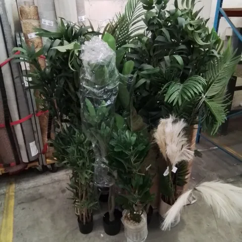 APPROXIMATELY 10 NEW FAUX FLOWERS AND SHRUBS