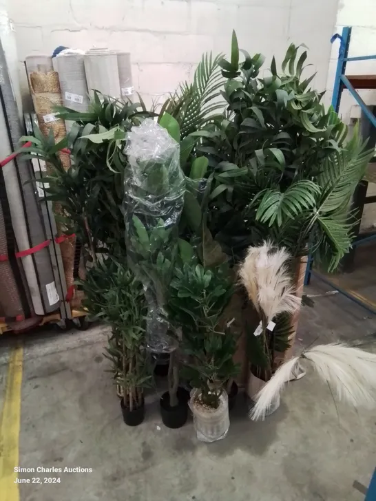 APPROXIMATELY 10 NEW FAUX FLOWERS AND SHRUBS