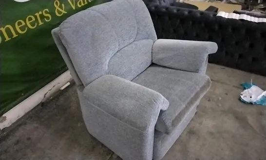 QUALITY BRITISH DESIGNED & MANUFACTURED G PLAN LIGHT GREY FABRIC ARMCHAIR