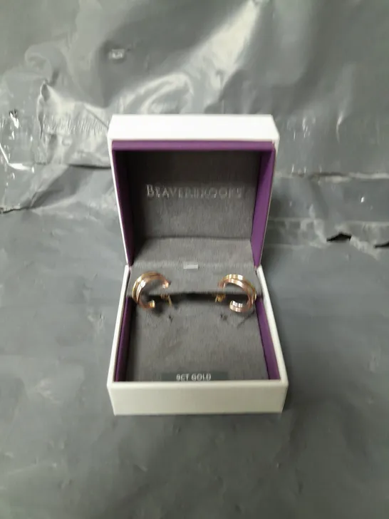 BOXED BEAVERBROOK'S YELLOW , WHITE & ROSE GOLD HOOP EAR 