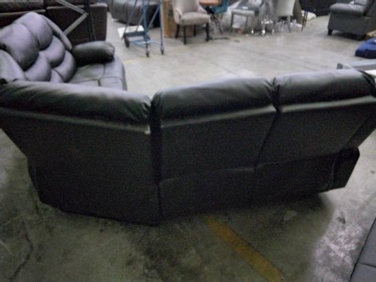 DESIGNER BLACK LEATHER 5-SEATER MANUALLY RECLINING CORNER SOFA