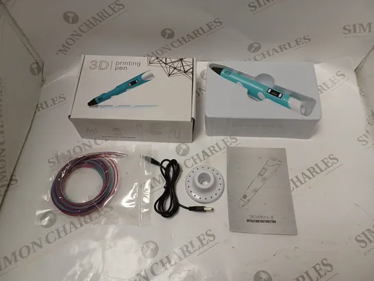 BOXED PEN-II 3D PRINTING PEN WITH LCD DISPLAY, STAND, USB CHARGING CABLE, FILAMENTS AND INSTRUCTIONS