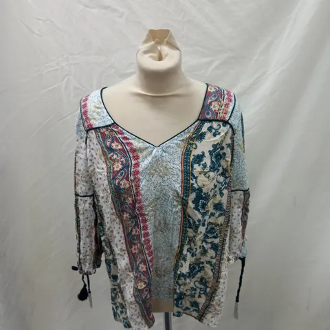 MONSOON MAISIE PRINT TOP CREAM/MULTI UK MEDIUM