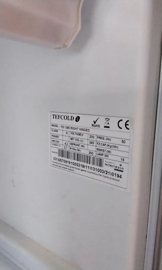 TEFCOLD FS 1380 RIGHT HINGED REFRIGERATOR 