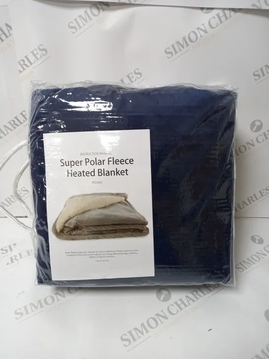 BOXED SUPER POLAR FLEECE 160 X 120CM ELECTRIC BLANKET IN NAVY BLUE 