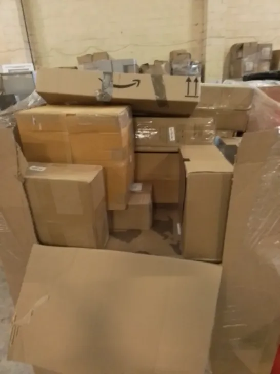 PALLET OF UNPROCESSED ITEMS TO INCLUDE HOMEDICS C TABLE, PROSCENIC AIR FRYER, AND THE CHUCK