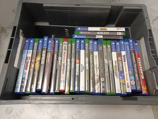 LOT OF APPROXIMATELY 27 GAMES (XBOX ONE & PS4) & DVDS TO INCLUDE PIRATES OF THE CARIBBEAN AT WORLDS END (BLU-RAY), DOOM (PS4), FORZA MOTORSPORT 6 (XBOX ONE), ETC