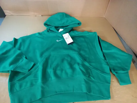 NIKE WOMENS GREEN OVERSIZED FIT HOODIE - XS