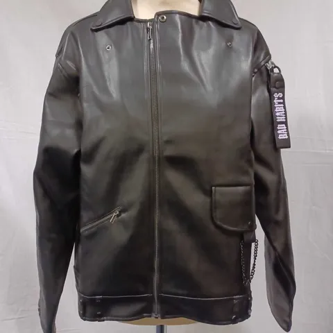 BRAND NEW KOI BAD HABITS VEGAN LEATHER JACKET, BLACK - SIZE M 