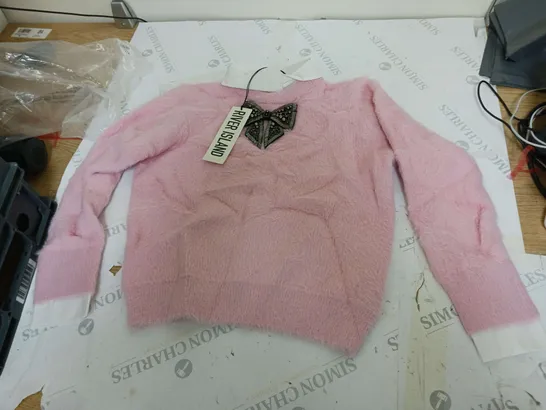 RIVER ISLAND PINK JUMPER WITH UNDER SHIRT EFFECT SIZE UK 12