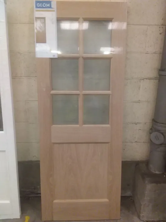 GEOM OAK VENEER 6 LITE CLEAR DOUBLE GLAZED EXTERNAL DOOR