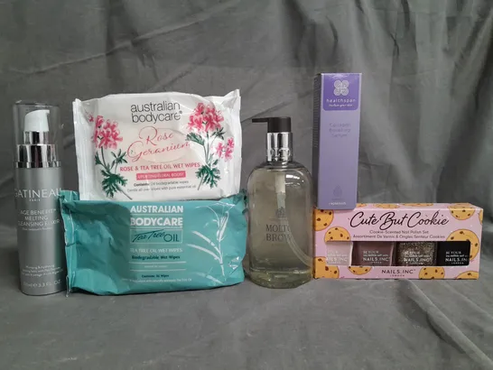 CAGE OF APPROX 20 ASSORTED ITEMS TO INCLUDE - GATINEAU melting CLEANSING ELIXIR , AUSTRALIAN BODYCARE , MOLTON BROWN FINE LIQUID HAND WASH ETC - COLLECTION ONLY