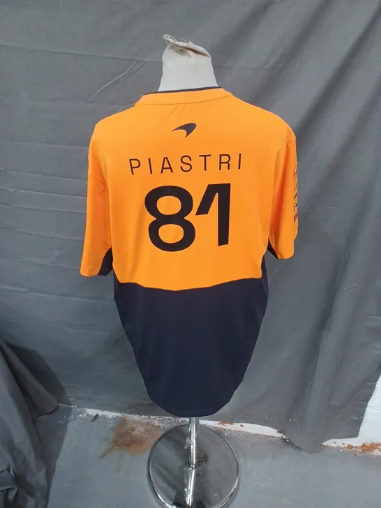 MCLAREN RACING CASTORE JERSEY WITH PIASTRI 81 ON THE BACK SIZE M