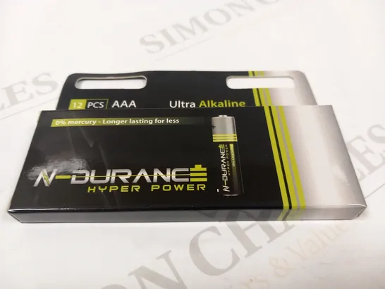 APPROXIMATELY 40 PACKS OF 12 N DURANCE HYPER POWER ULTRA ALKALINE AAA BATTERIES