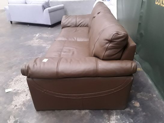 QUALITY GUY BROWN FAUX LEATHER 4-SEATER SOFA