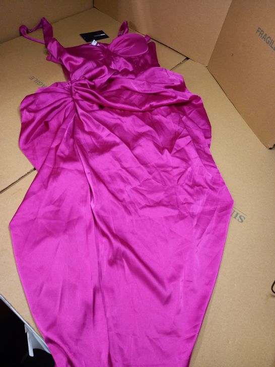 DESIGNER WITH LOVE MAGENTA SATIN MIDI DRESS - XL