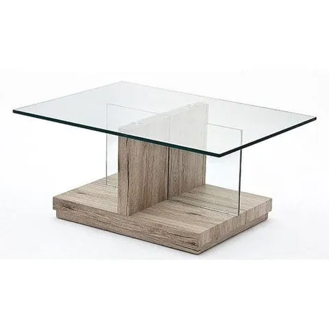 BOXED LINA COFFEE TABLE - OAK/CLEAR GLASS (1 BOX)