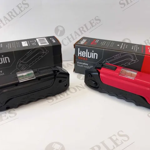 APPROXIMATELY 12 BRAND NEW BOXED SET OF 2 KELVIN TOOLS EVERYDAY MULTI TOOLS 17 TOOLS IN THE PALM OF YOUR HAND