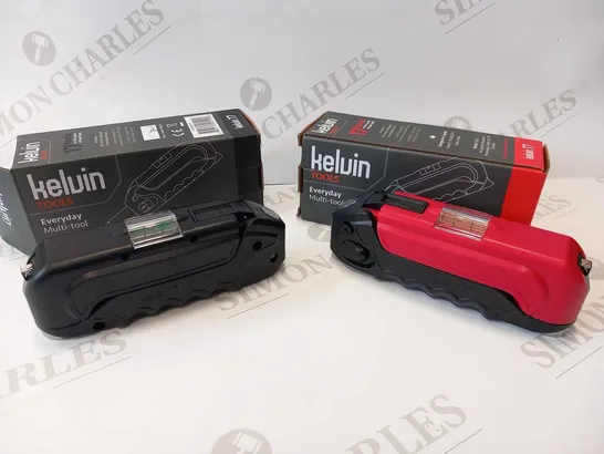 APPROXIMATELY 12 BRAND NEW BOXED SET OF 2 KELVIN TOOLS EVERYDAY MULTI TOOLS 17 TOOLS IN THE PALM OF YOUR HAND