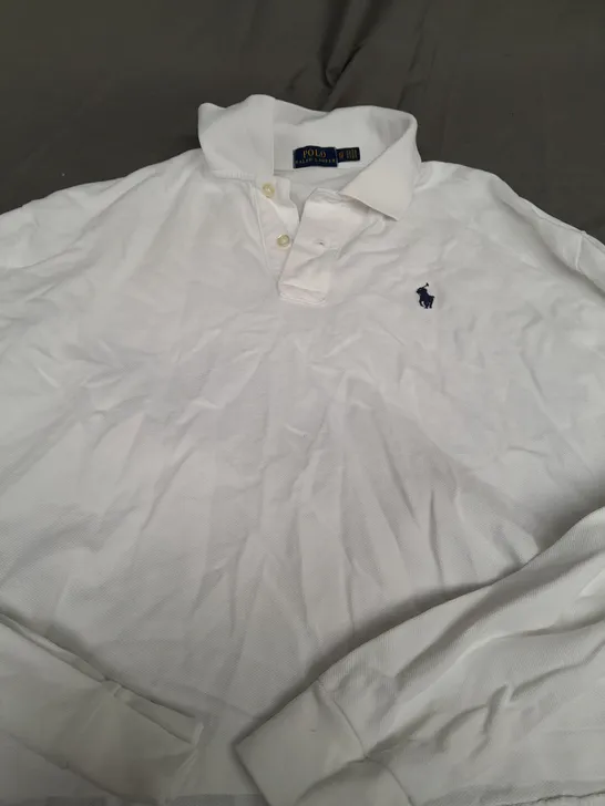 POLO RALPH LAUREN WHITE LONG SLEEVE POLO SHIRT - XS