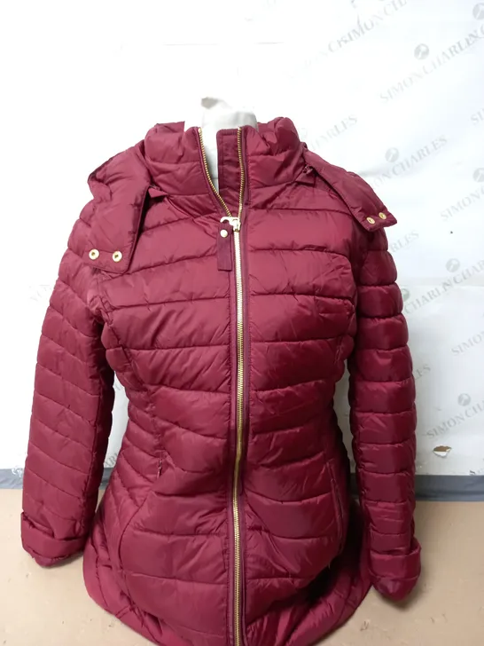 JOULES CANTERBURY LONG PADDED COAT IN RED SIZE 14 