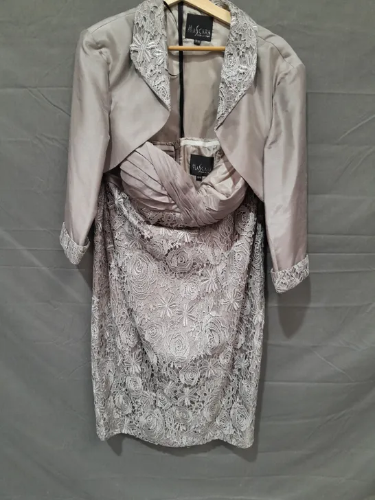 MASCARA LACE DETAIL DRESS AND SHOULDER JACKET IN GREY/SILVER - 18/46 