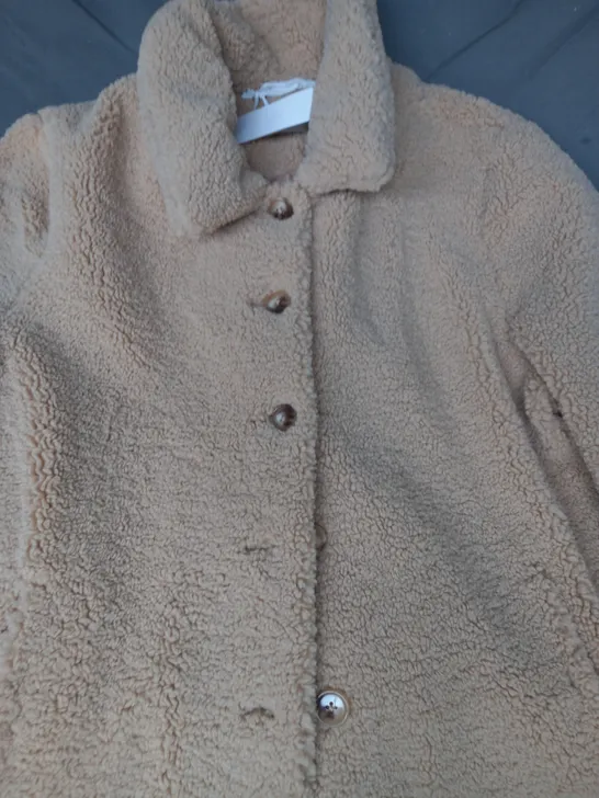 DANNII MINOGUE BORG COAT IN CAMEL SIZE 22