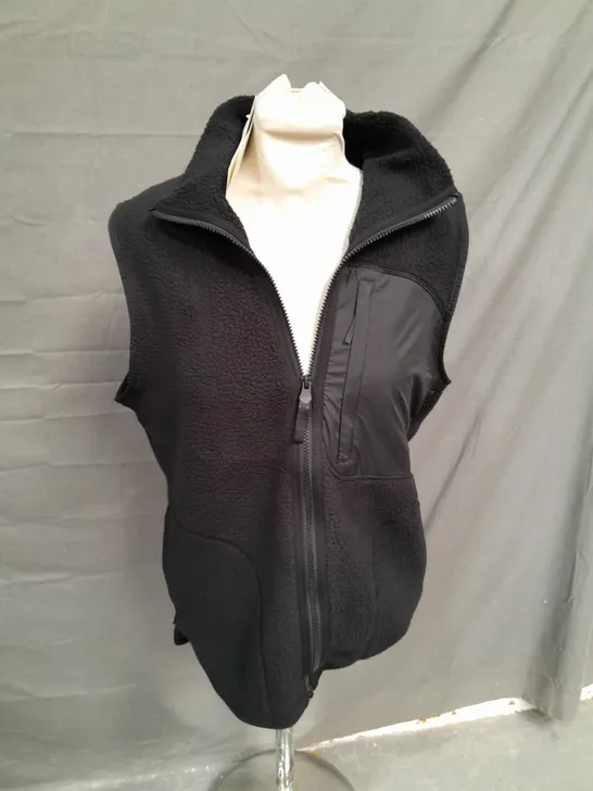 H&M MOVE BLACK FLEECE GILET - EUR SMALL