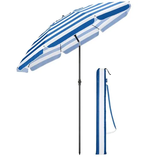 BOXED STRIPE BEACH UMBRELLA PARASOL 2M TALL