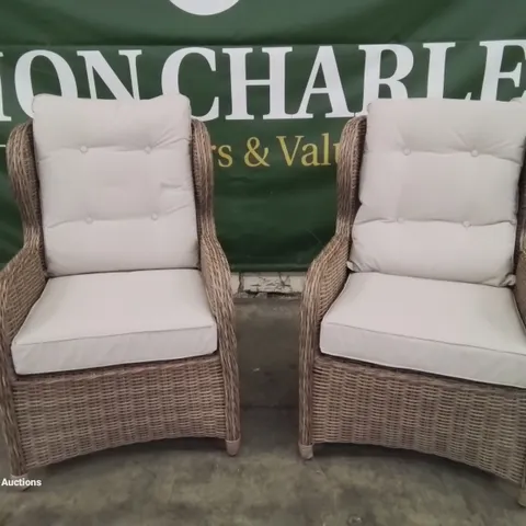 BOXED RECLINER BISTRO CHAIRS × 2 - NATURAL 