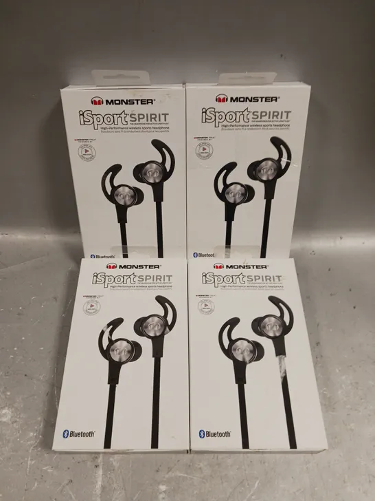 4 X BOXED MONSTER ISPORT SPIRIT BLUETOOTH EARPHONES 