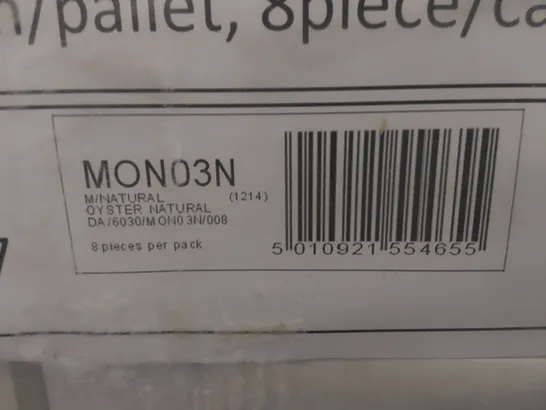 PALLET TO CONTAIN APPROX 32 X PACKS OF JOHNSON TILES MODERN OYSTER NATURAL PORCELAIN FLOOR & WALL TILES - 8 TILES PER PACK // TILE SIZE: 600 x 300 x 10mm