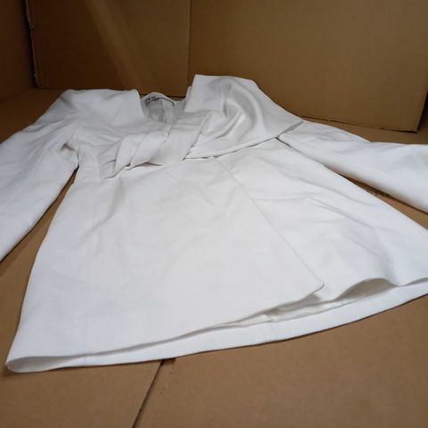 ZARA WHITE TEXTURED BLAZER DRESS - XS